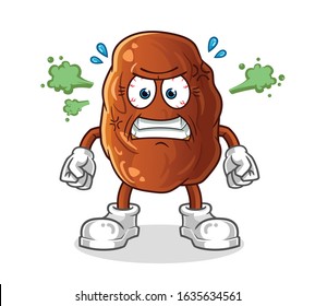 date fruit very angry cartoon. cartoon mascot vector