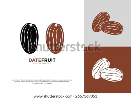 Date fruits logo vector design, available in brown and black. Suitable for product label, branding for food companies, icons for healthy eating apps, or design elements for Ramadan-themed graphics