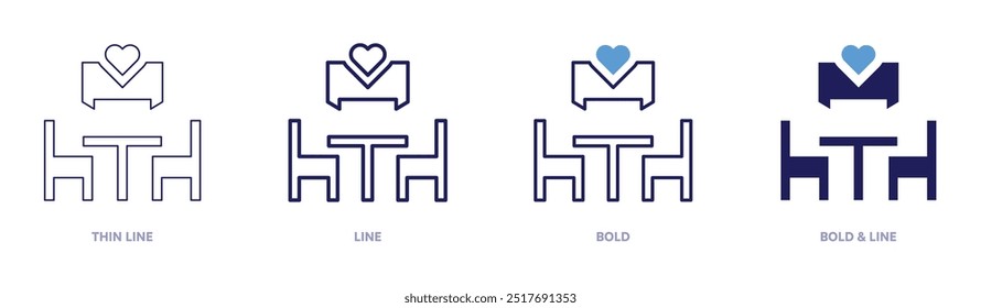 Date icon in 4 different styles. Thin Line, Line, Bold, and Bold Line. Duotone style. Editable stroke.