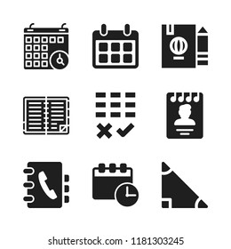 date icon. 9 date vector icons set. organizer, triangle and calendar tool icons for web and design about date theme