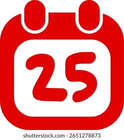 Date Icon Black and Red Silhouette