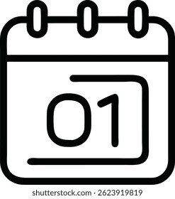 Date icon, calendar outline with day or event mark, flat appointment or schedule symbol for UI and time-based interface, EPS10 vector
