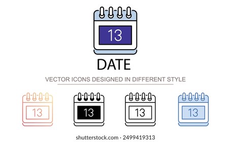 Diseño de icono de fecha con fondo blanco Ilustración de stock