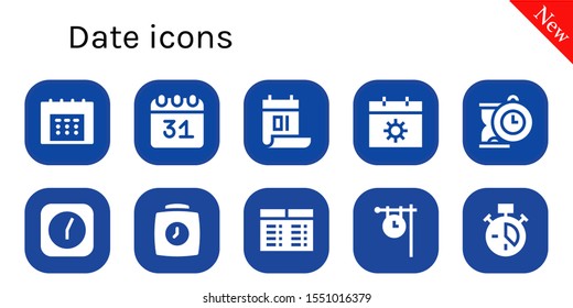 date icon set. 10 filled date icons.  Simple modern icons about  - Calendar, Clock, Timetable