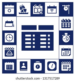 date icon set. 17 filled date icons.  Collection Of - Calendar, Clock, Timetable, Agenda