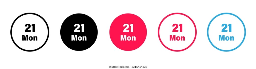 Date icon or sign. Calendar day reminder, emblem or template. Monday. Vector