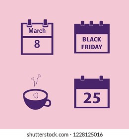 date icon. date vector icons set march calendar, black friday calendar, calendar and coffee cup heart