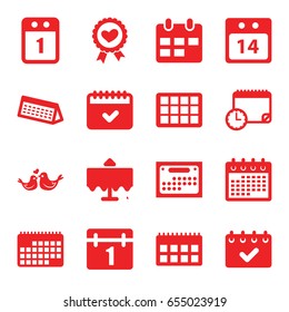 Date icons set. set of 16 date filled icons such as restaurant table, calendar, heart ribbon, lovebirds