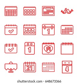 Date icons set. set of 16 date outline icons such as restaurant table, calendar, lovebirds