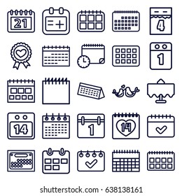 Date icons set. set of 25 date outline icons such as restaurant table, calendar, heart ribbon, lovebirds