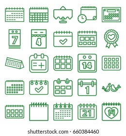 Date icons set. set of 25 date outline icons such as restaurant table, calendar, heart ribbon, lovebirds