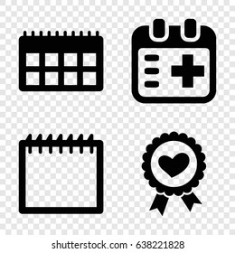 Date icons set. set of 4 date filled icons such as heart ribbon, medical appointment