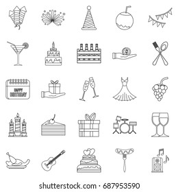 Date icons set. Outline set of 25 date vector icons for web isolated on white background