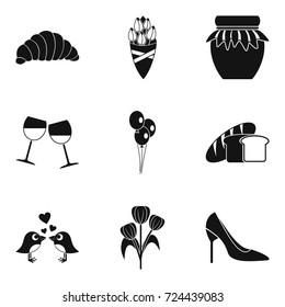 Date icons set. Simple set of 9 date vector icons for web isolated on white background