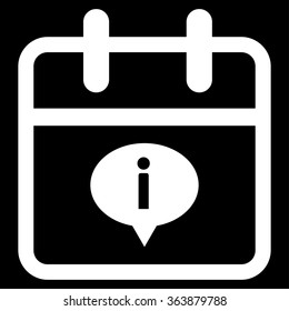 Date Information vector icon. Style is flat symbol, white color, rounded angles, black background.