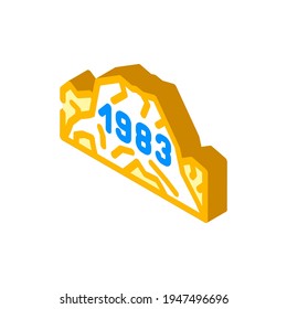 Datum des letzten Ausbruchs isometrische Symbol Vektorgrafik. Datum des letzten Eruptionszeichens. einzelne Symbolillustration