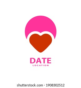 Date Location Logo Love Heart And Pin Location Symbol