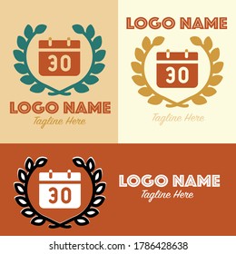 Date logo with side garlands