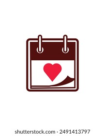 Date love calendar icon logo design template