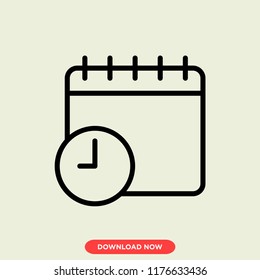 Date modern vector style. Date calendar icon for web and app. Clock time icon concept.