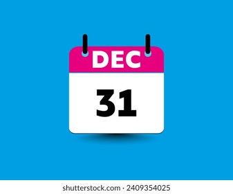 Date and month DEC 31 flat icon calendar.