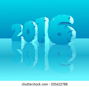 Date New Year 2016. Icy numbers. 