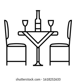 Date Night Dinner Concept, Street Cafe Vector, Love and Romance Icon on white background 