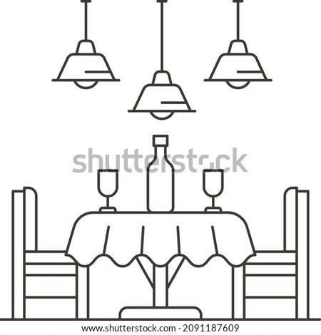 Date night Dinner Vector Line Icon Design, Hotel and Motel Services Symbol, Vacations Rental Sign, Restaurant Supplies Stock Illustration, Cafe Sitting Area Concept, 
