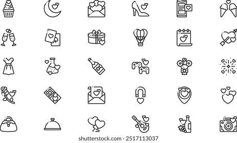 Date night icons High-Quality Vector Icons Collection with Editable Stroke. Ideal for Professional and Creative Projects.