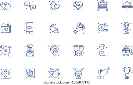 Date Night Outline Icon Pack - All elements on this template are editable with vector software