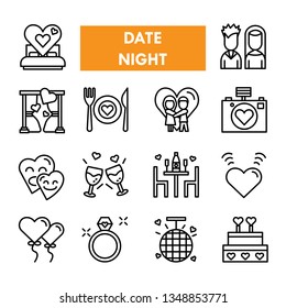 Date night outline vector icon