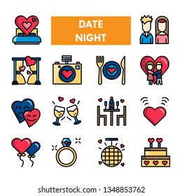 Date night romantic vector icon