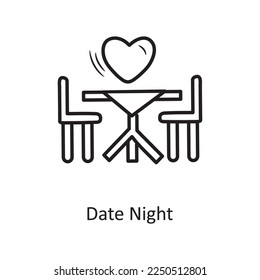 Date Night vector outline hand draw Icon design illustration. Valentine Symbol on White background EPS 10 File
