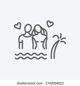 Date on the beach icon line symbol. Isolated vector illustration of icon sign concept for your web site mobile app logo UI design.