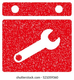Date Options grainy textured icon for overlay watermark stamps. Flat symbol with dust texture. Dotted vector red ink rubber seal stamp with grunge design on a white background.