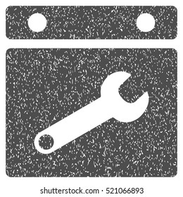 Date Options grainy textured icon for overlay watermark stamps. Flat symbol with dust texture. Dotted vector gray ink rubber seal stamp with grunge design on a white background.