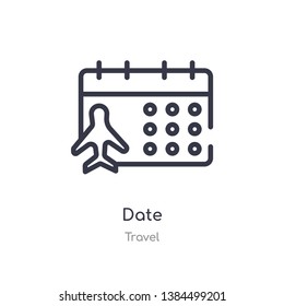 date outline icon. isolated line vector illustration from travel collection. editable thin stroke date icon on white background