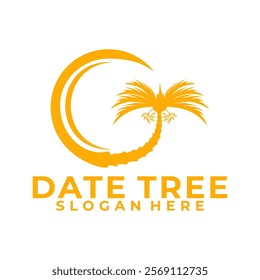 Date Palm with circle sword logo design. Dates palm tree logo vector