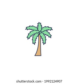 Icono plano de la palma de fecha aislado en fondo blanco