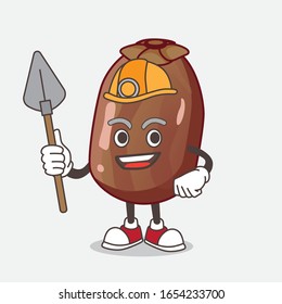 Date Palm Fruit cartoon mascot character as cool miner