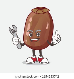 Date Palm Fruit cartoon mascot character as happy mechanic