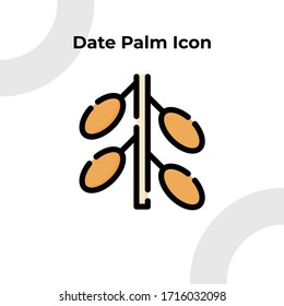 Date Palm Fruit Icon with Filled Outline Style, Vector Editable