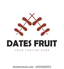 Date palm fruit plant logo design with leaves,seeds and date palm tree isolated background exotic organic plant.