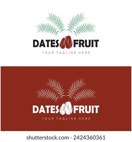 Date palm fruit plant logo design with leaves,seeds and date palm tree isolated background exotic organic plant.