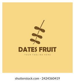 Date Palm Fruit Plant Logo Design mit Blättern, Samen und Dattelpalme isoliert Hintergrund exotische organische Pflanze.