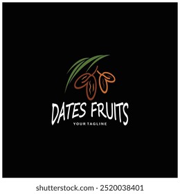 Date palm fruit plant logo design with leaves,seeds and date palm tree isolated background exotic organic plant.