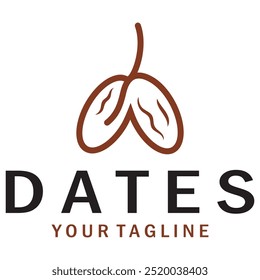 Date palm fruit plant logo design with leaves,seeds and date palm tree isolated background exotic organic plant.