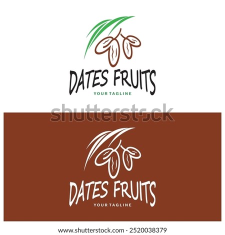 Date palm fruit plant logo design with leaves,seeds and date palm tree isolated background exotic organic plant.