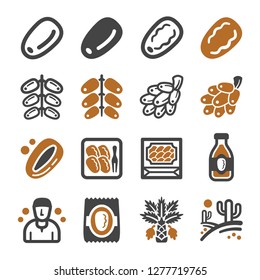 date palm icon set,vector and illustration