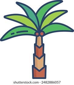 Date Palm linear color illustration icon